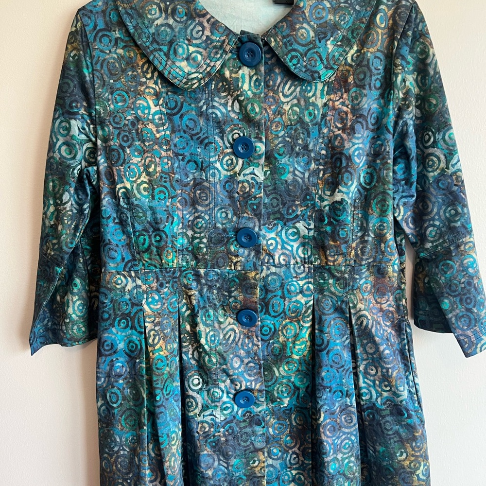 Blue Frazzle Patterned Women's Blazer Business Casual size small
